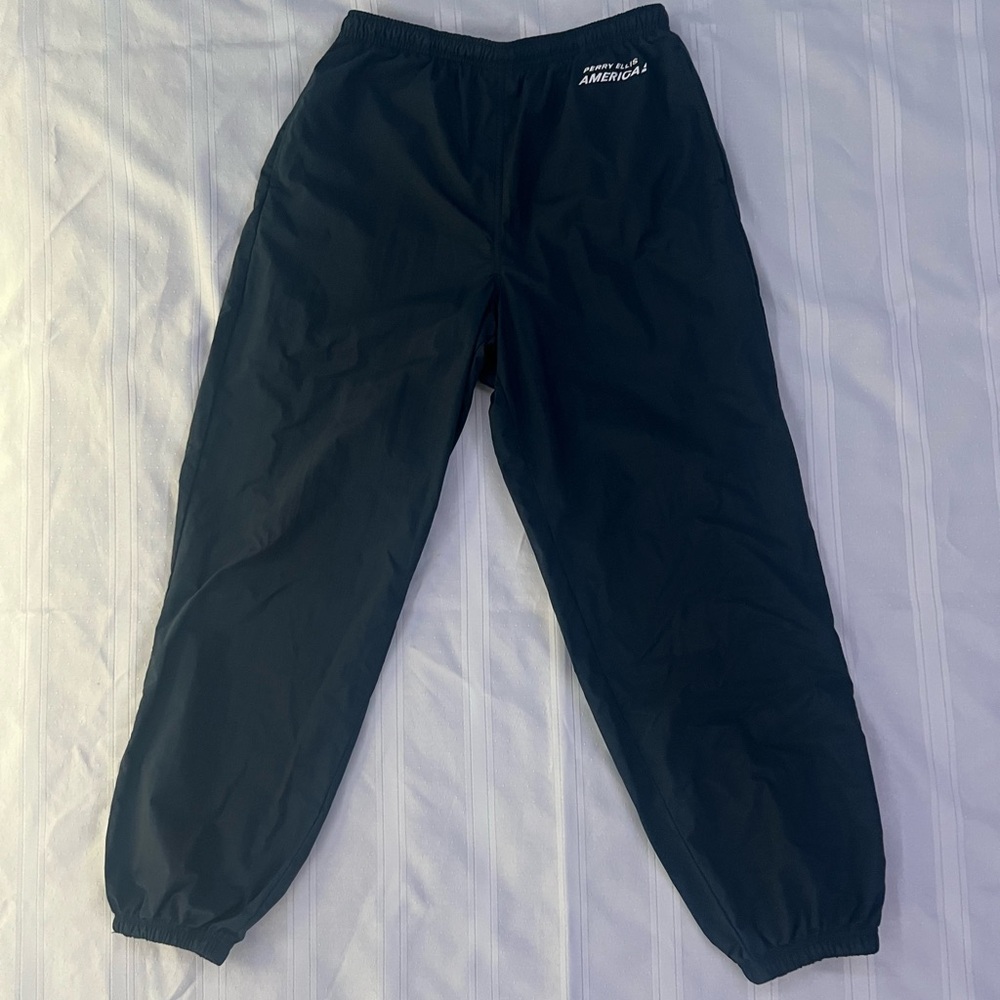 Vintage Men’s Perry Ellis America Active Navy Windbreaker Track Pants (Size M)